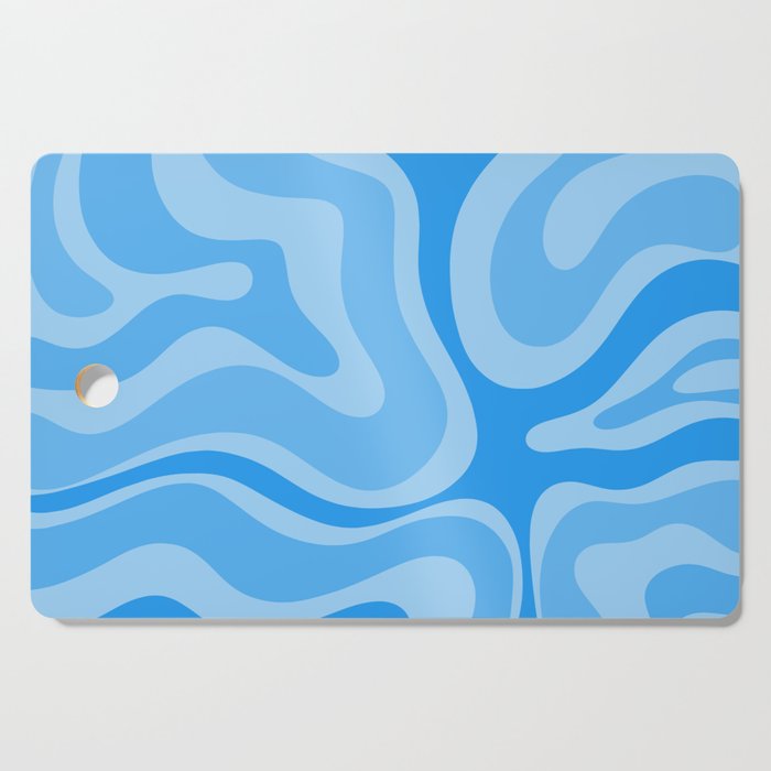 Modern Retro Liquid Swirl Abstract Pattern in Light Blue and Sky Blue Cutting Board Gallery Image 1