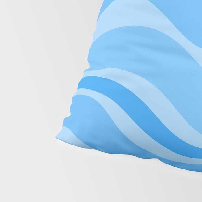 Modern Retro Liquid Swirl Abstract Pattern in Light Blue and Sky Blue Pillow Sham Gallery Image 4