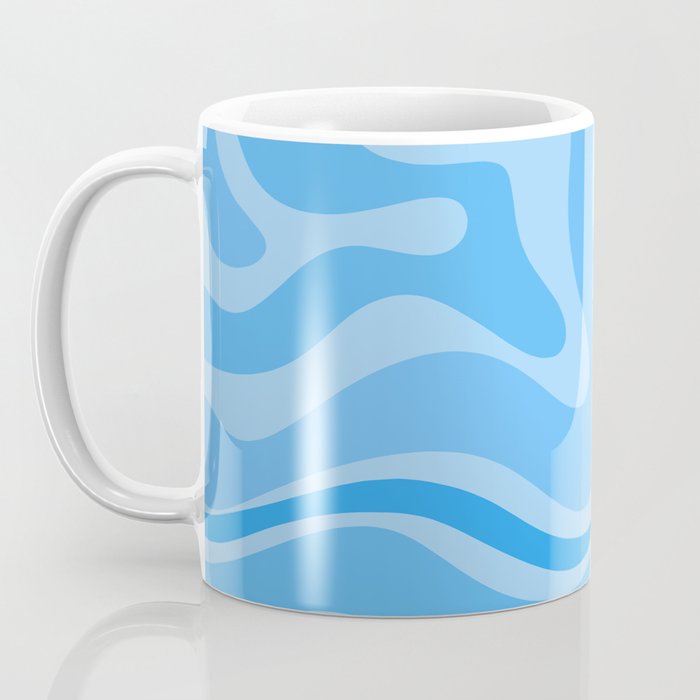 Modern Retro Liquid Swirl Abstract Pattern in Light Blue and Sky Blue Coffee Mug Gallery Image 3
