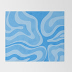 Modern Retro Liquid Swirl Abstract Pattern in Light Blue and Sky Blue Throw Blanket Gallery Image 2