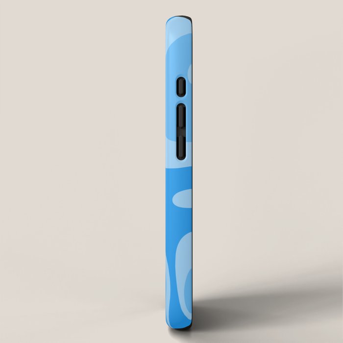 Modern Retro Liquid Swirl Abstract Pattern in Light Blue and Sky Blue iPhone Case Gallery Image 2