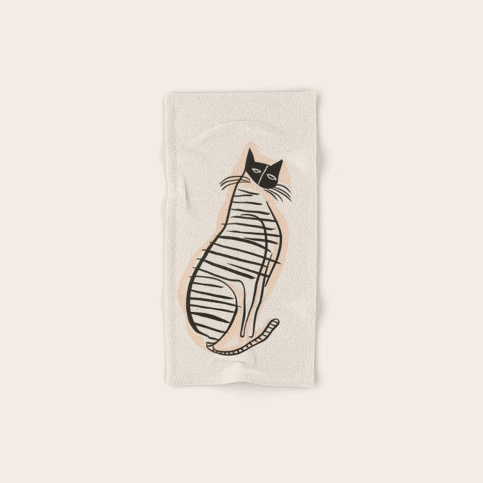 Abstract Cat in Lines Bath Towel Gallery Image 1