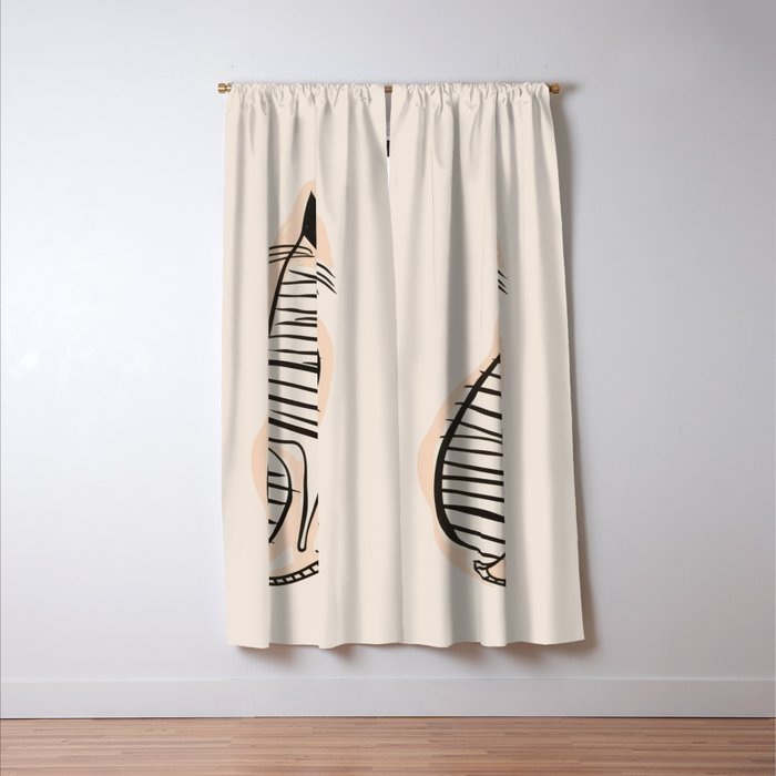 Abstract Cat in Lines Window Curtain Gallery Image 3