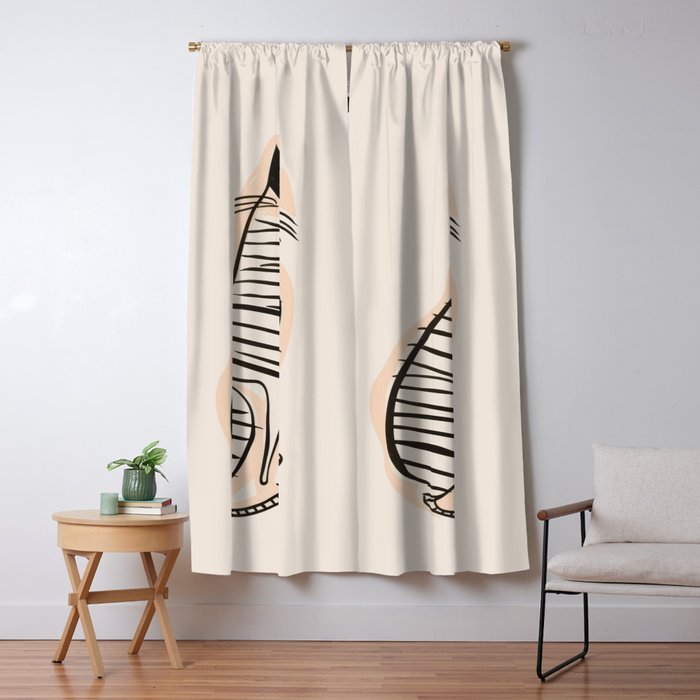 Abstract Cat in Lines Window Curtain Gallery Image 1