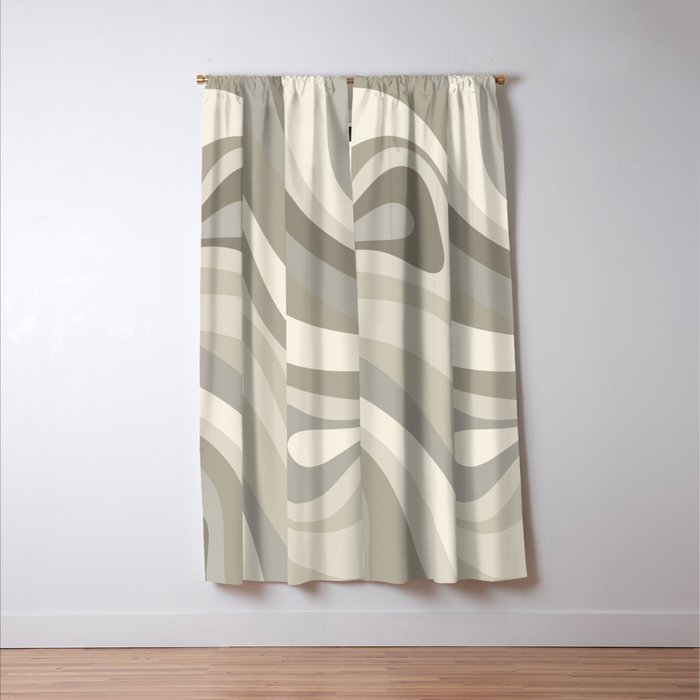 New Groove Liquid Swirl Abstract in Greige Window Curtain Gallery Image 3