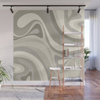 New Groove Liquid Swirl Abstract in Greige Wall Mural Gallery Image 1