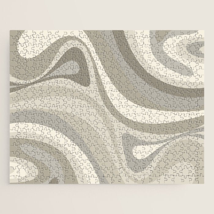 New Groove Liquid Swirl Abstract in Greige Jigsaw Puzzle Gallery Image 1