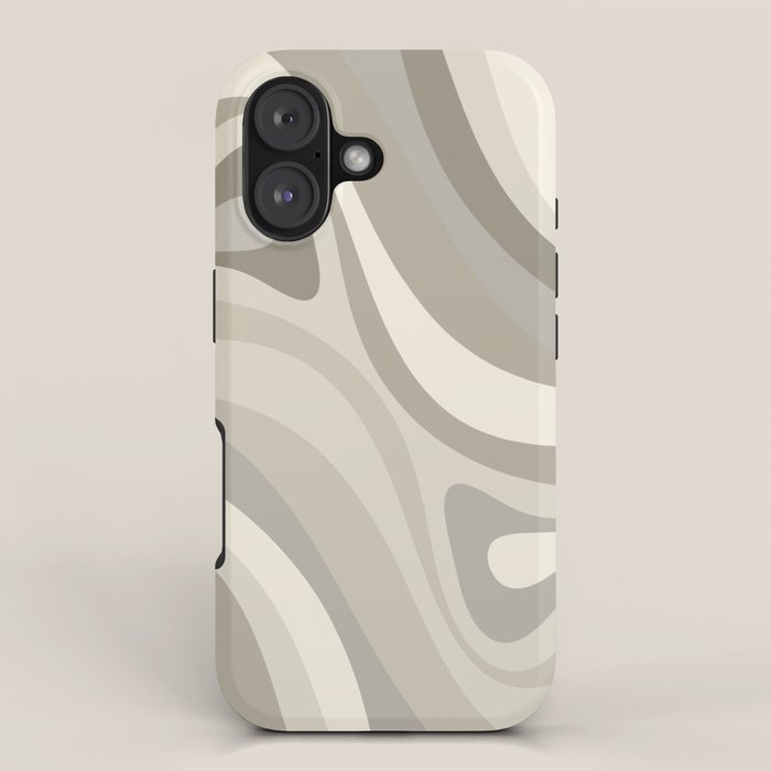 New Groove Liquid Swirl Abstract in Greige iPhone Case Gallery Image 1