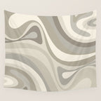 New Groove Liquid Swirl Abstract in Greige Wall Tapestry Gallery Image 4