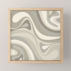 New Groove Liquid Swirl Abstract in Greige Mini Art Print Gallery Image 1