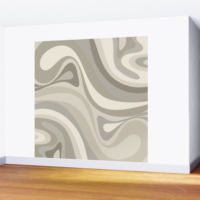 New Groove Liquid Swirl Abstract in Greige Wall Mural Gallery Image 2
