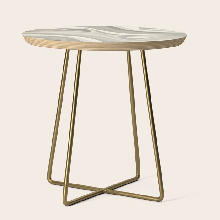 New Groove Liquid Swirl Abstract in Greige Side Table Gallery Image 1