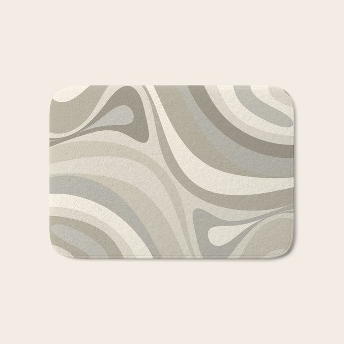 New Groove Liquid Swirl Abstract in Greige Bath Mat Gallery Image 1