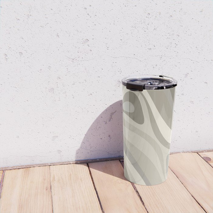 New Groove Liquid Swirl Abstract in Greige Travel Mug Gallery Image 4