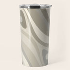 New Groove Liquid Swirl Abstract in Greige Travel Mug Gallery Image 1