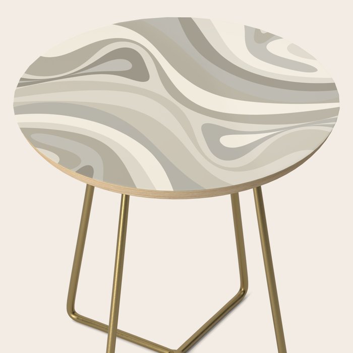 New Groove Liquid Swirl Abstract in Greige Side Table Gallery Image 2