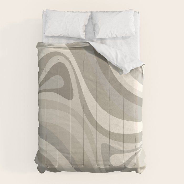 New Groove Liquid Swirl Abstract in Greige Comforter Gallery Image 6