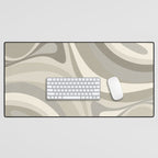 New Groove Liquid Swirl Abstract in Greige Desk Mat Gallery Image 1