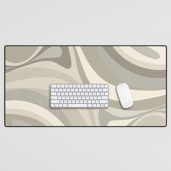 New Groove Liquid Swirl Abstract in Greige Desk Mat Gallery Image 1