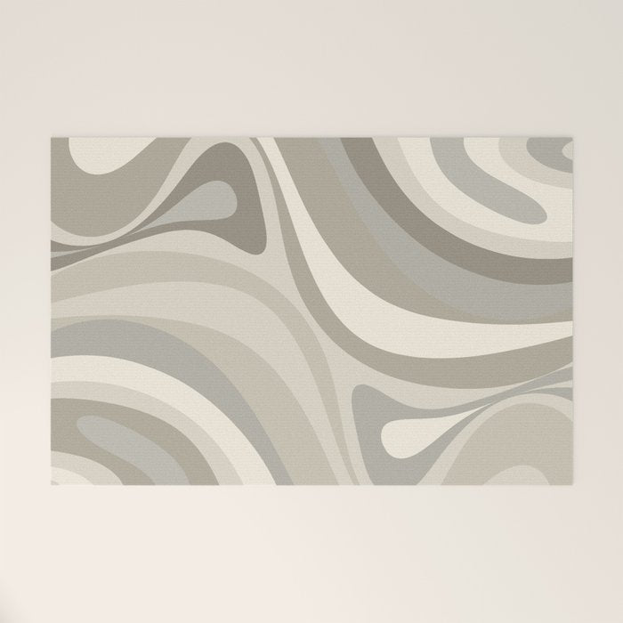 New Groove Liquid Swirl Abstract in Greige Welcome Mat Gallery Image 1