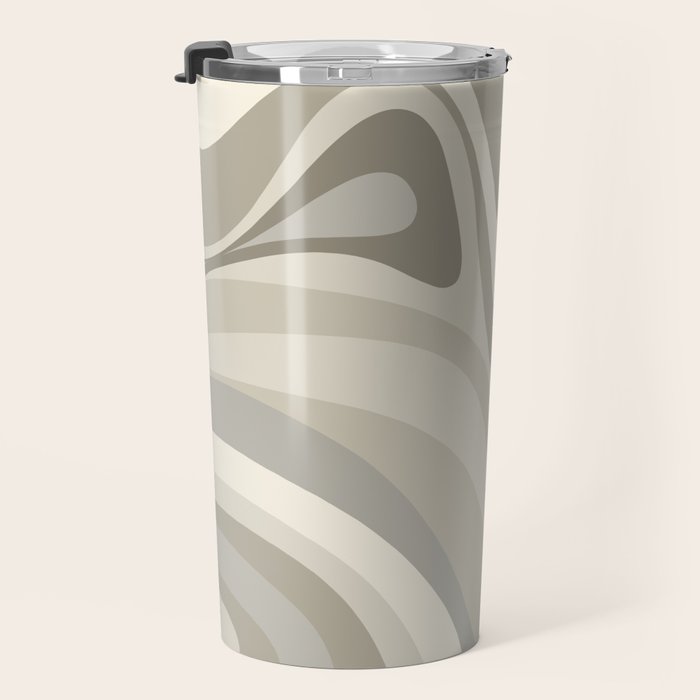 New Groove Liquid Swirl Abstract in Greige Travel Mug Gallery Image 3