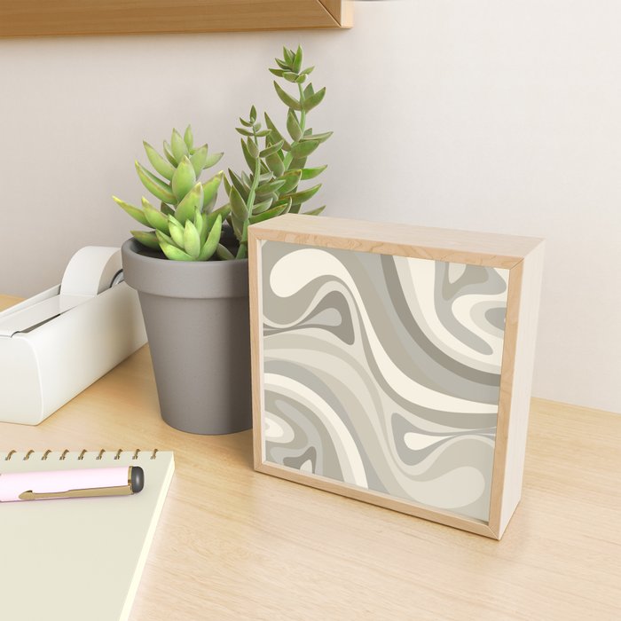 New Groove Liquid Swirl Abstract in Greige Mini Art Print Gallery Image 2