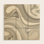 New Groove Liquid Swirl Abstract in Greige Wood Wall Art Gallery Image 1