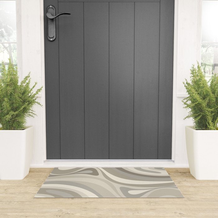 New Groove Liquid Swirl Abstract in Greige Welcome Mat Gallery Image 3