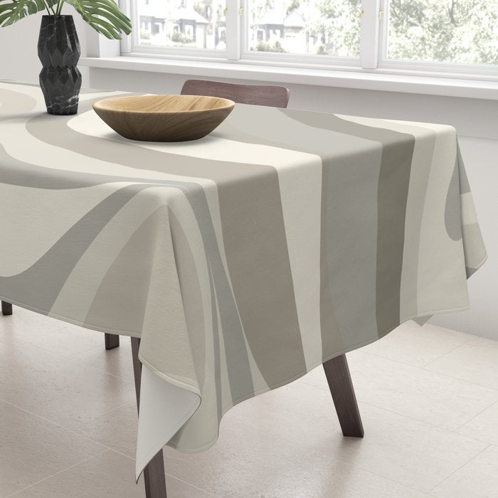 New Groove Liquid Swirl Abstract in Greige Tablecloth Gallery Image 3