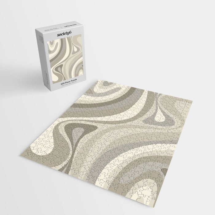 New Groove Liquid Swirl Abstract in Greige Jigsaw Puzzle Gallery Image 2