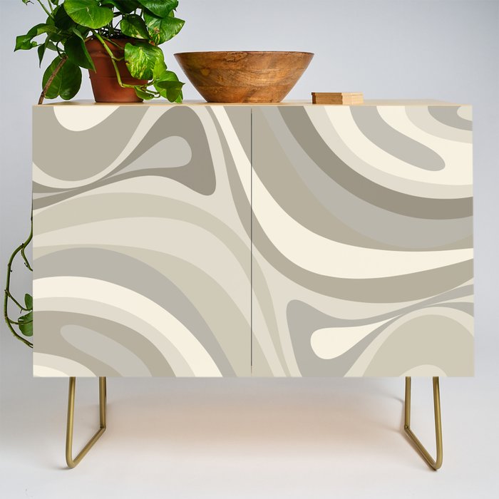 New Groove Liquid Swirl Abstract in Greige Credenza Gallery Image 1