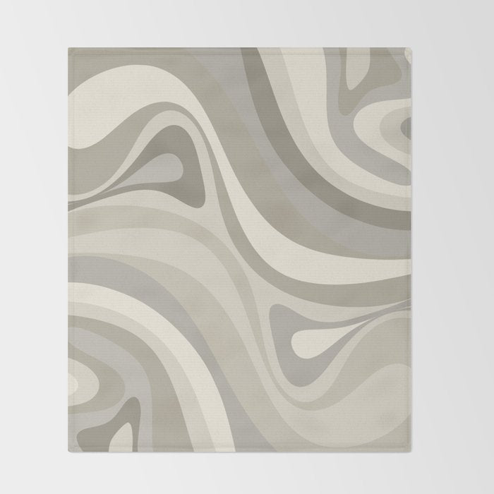 New Groove Liquid Swirl Abstract in Greige Throw Blanket Gallery Image 2
