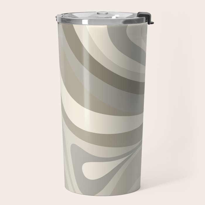 New Groove Liquid Swirl Abstract in Greige Travel Mug Gallery Image 2