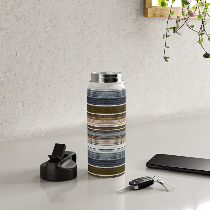 serape southwest stripe - cool natural tones Water Bottle Gallery Image 5