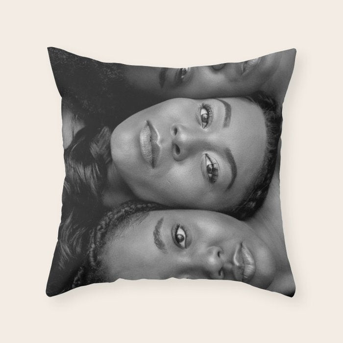 African American Women in black and white Throw Pillow Gallery Image 1