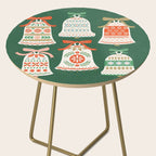 Folk Art Holiday Bells - Forest Green Side Table Gallery Image 2