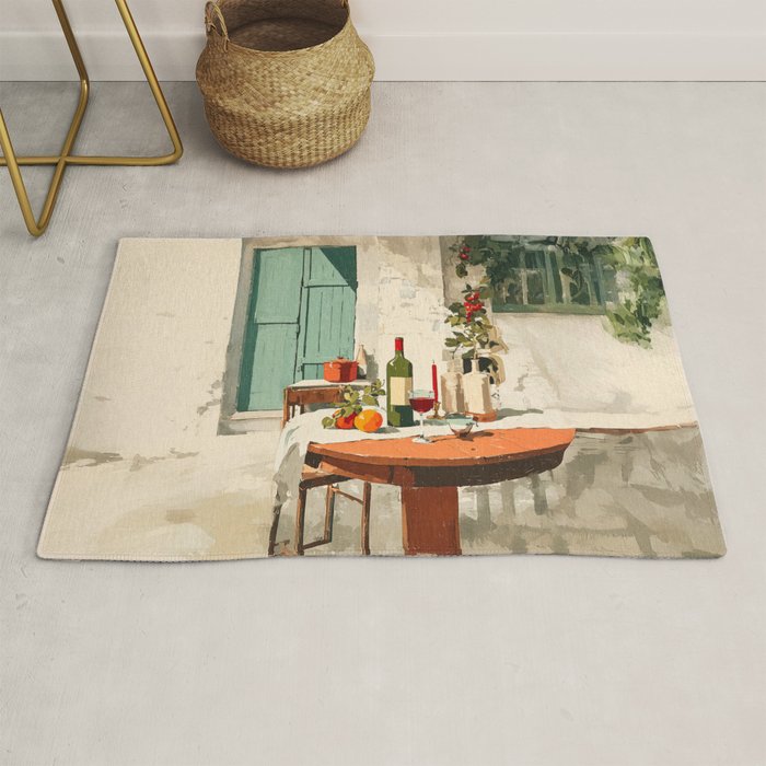 Rustic Holiday Courtyard Still Life Rug Gallery Image 1