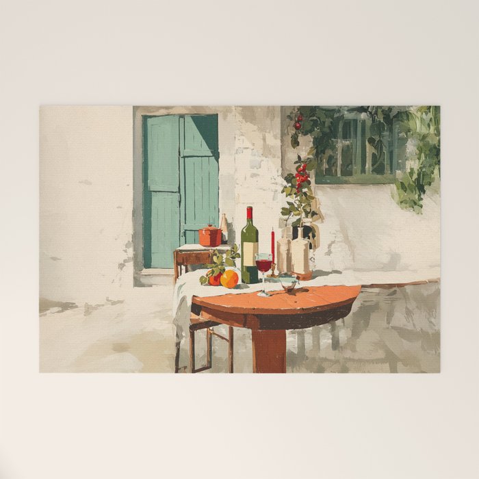Rustic Holiday Courtyard Still Life Welcome Mat Gallery Image 1