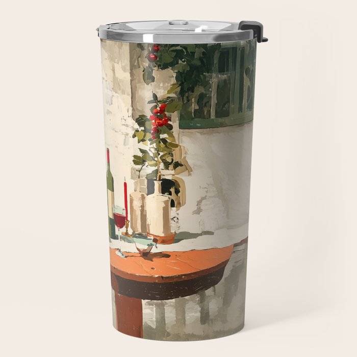 Rustic Holiday Courtyard Still Life Travel Mug Gallery Image 2