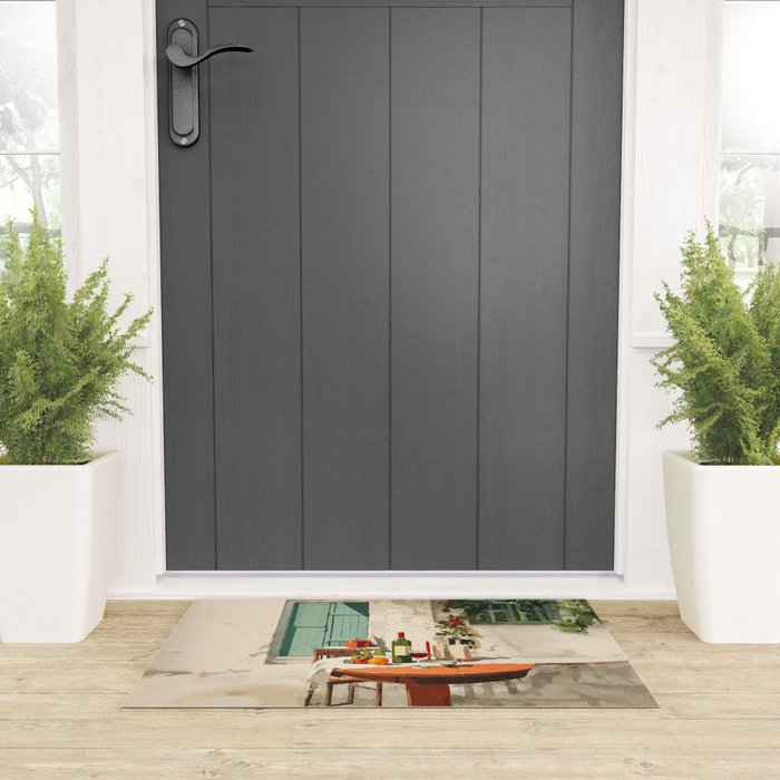 Rustic Holiday Courtyard Still Life Welcome Mat Gallery Image 3
