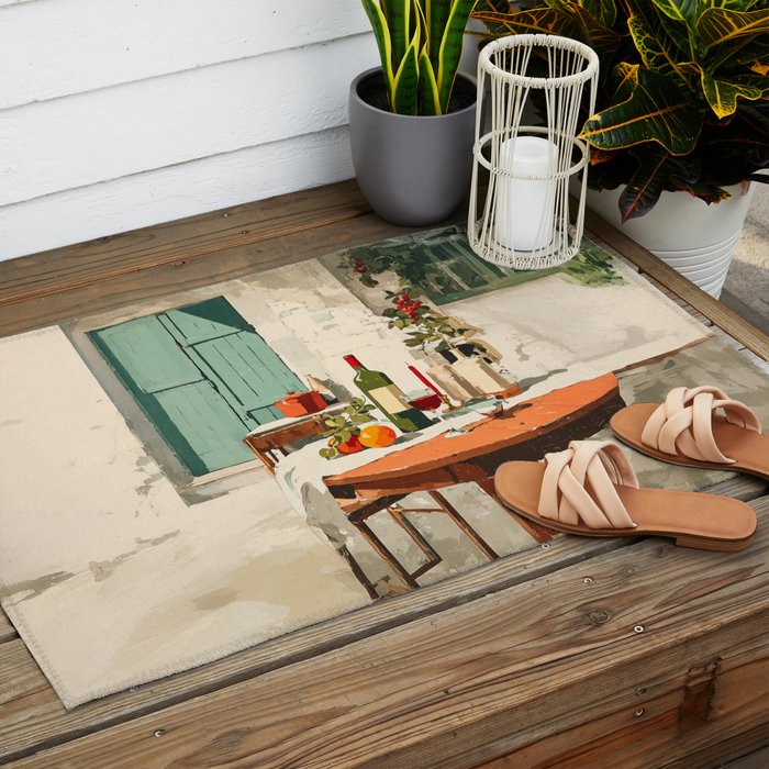 Rustic Holiday Courtyard Still Life Outdoor Rug Gallery Image 2