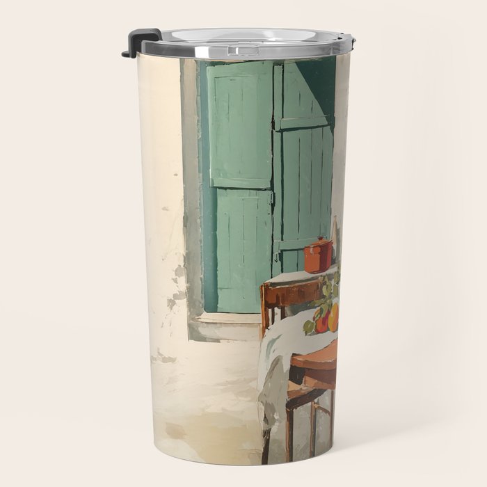 Rustic Holiday Courtyard Still Life Travel Mug Gallery Image 3