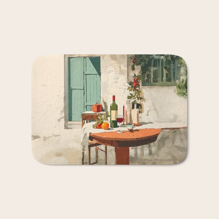 Rustic Holiday Courtyard Still Life Bath Mat Gallery Image 1