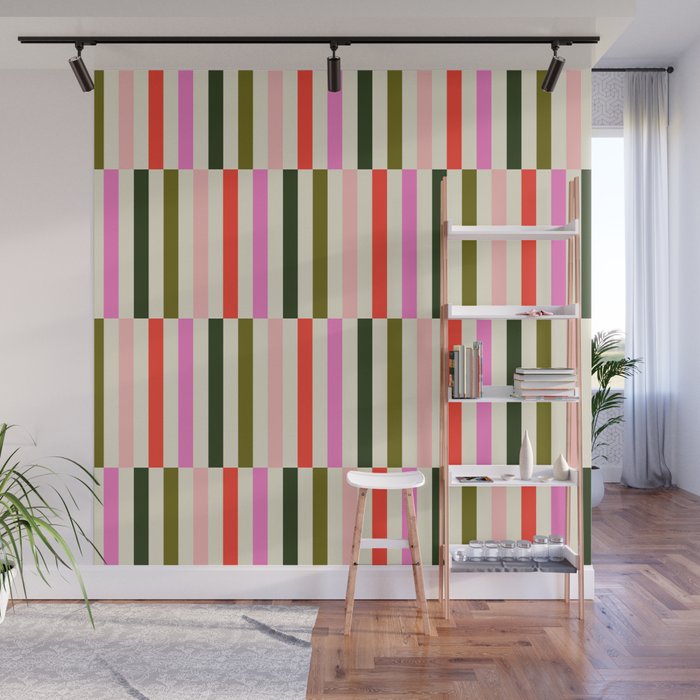Holly Jolly Stripes Wall Mural Gallery Image 1