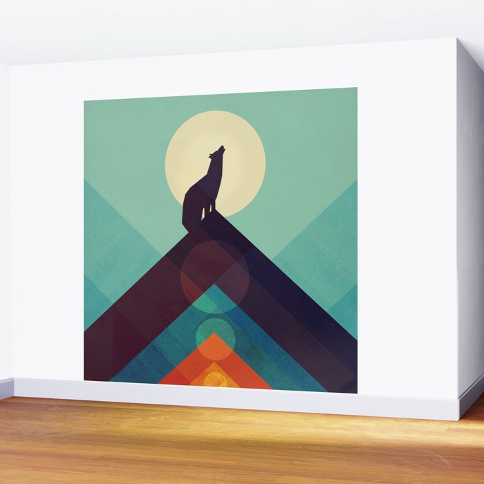 Howling Wild Wolf Wall Mural Gallery Image 2