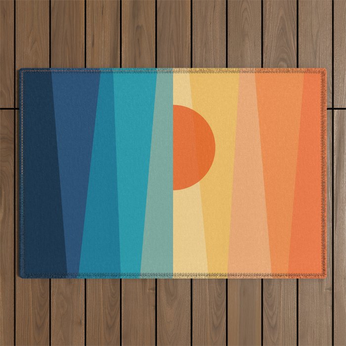 Abstract geometric sunrise Outdoor Rug Gallery Image 1