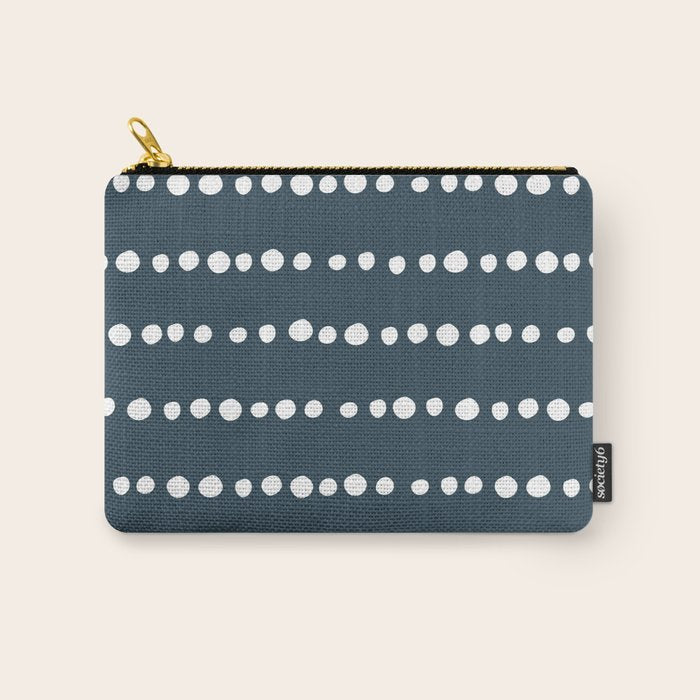 Spotted Mudcloth, Teal and White, Boho Prints Carry All Pouch Gallery Image 1