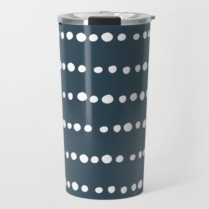 Spotted Mudcloth, Teal and White, Boho Prints Travel Mug Gallery Image 1