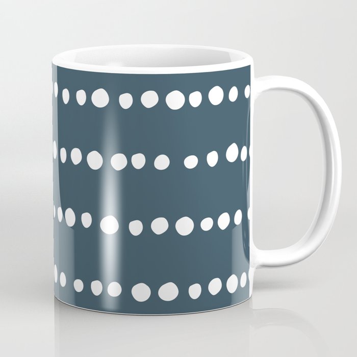 Spotted Mudcloth, Teal and White, Boho Prints Coffee Mug Gallery Image 1