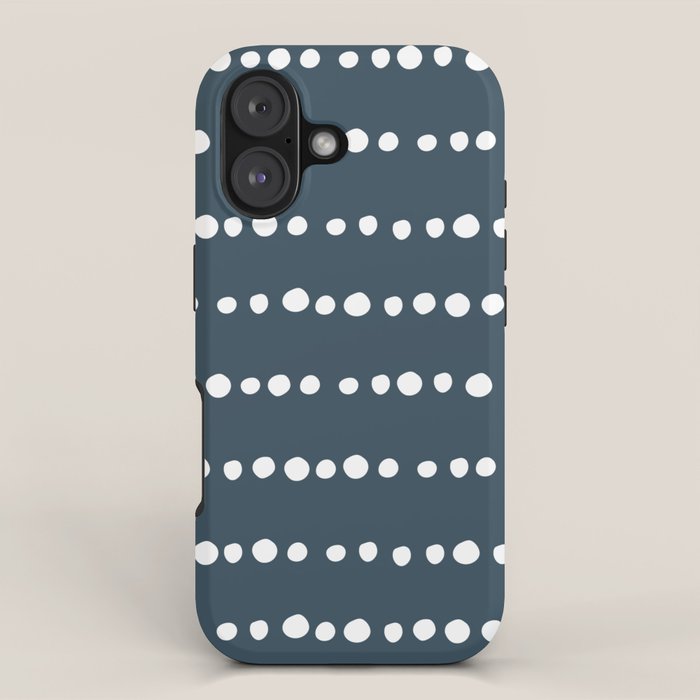 Spotted Mudcloth, Teal and White, Boho Prints iPhone Case Gallery Image 1
